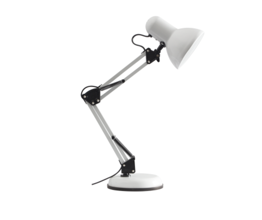 TL053 Bright Star WHITE PVC/METAL ADJ DESK LAMP 1X60W ES 640MM