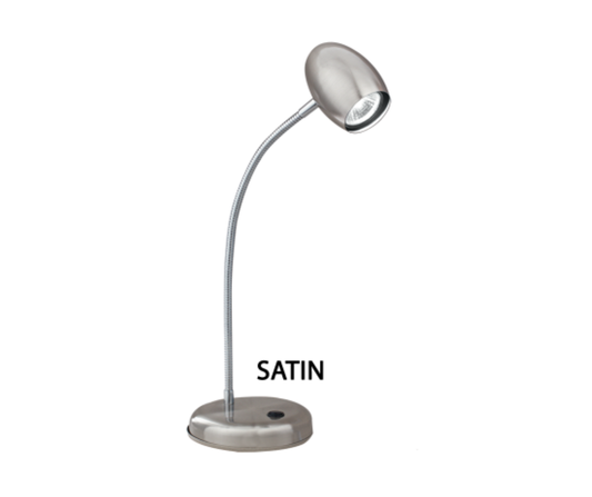 TL140 Bright Star SATIN DESK LAMP & SWITCH GOOSENECK ARM 1X50W GU10
