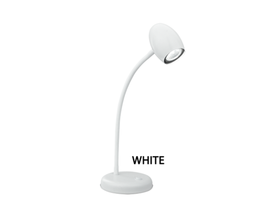 TL140 Bright Star WHITE DESK LAMP & SWITCH GOOSENECK ARM 1X50W GU10