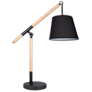 TL141 Bright Star BLACK METAL&WOOD WITH BLK FABRIC SHADE 1X11W ES