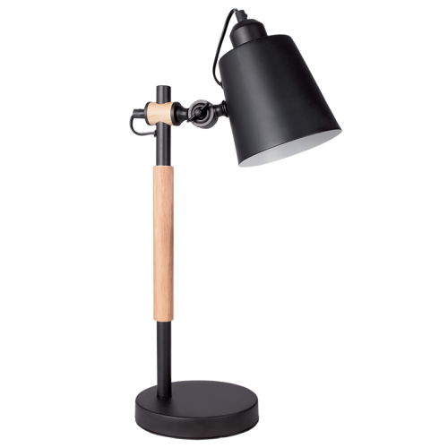 TL142 Bright Star BLACK METAL&WOOD WITH BLK METAL SHADE ADJ 1X60W ES