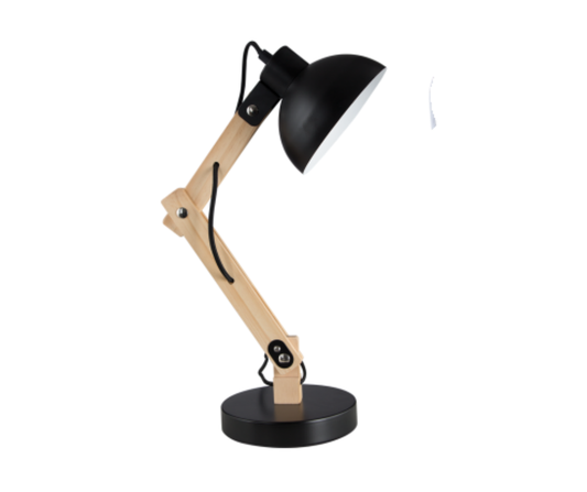 TL193 Bright Star BLACK METAL AND WOOD DESK LAMP 1X60W ES
