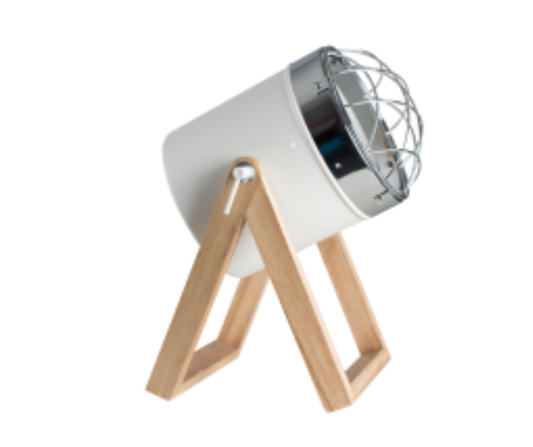 TL195 Bright Star WHITE POLISH CHR GRID METAL & WOOD TABLE LAMP 1X60W ES