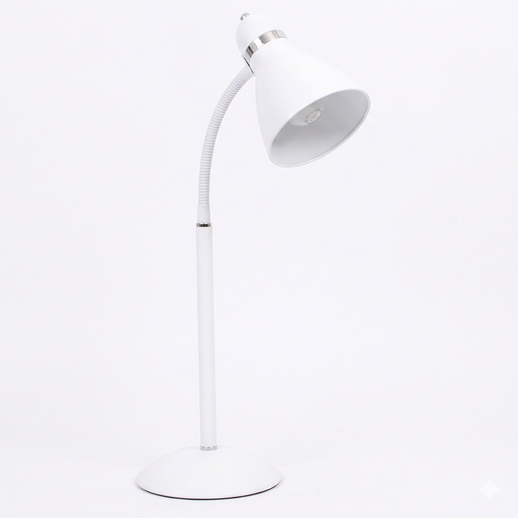 TL311 Bright Star WHITE METAL DESK LAMP FLEXI ARM 1X60W ES