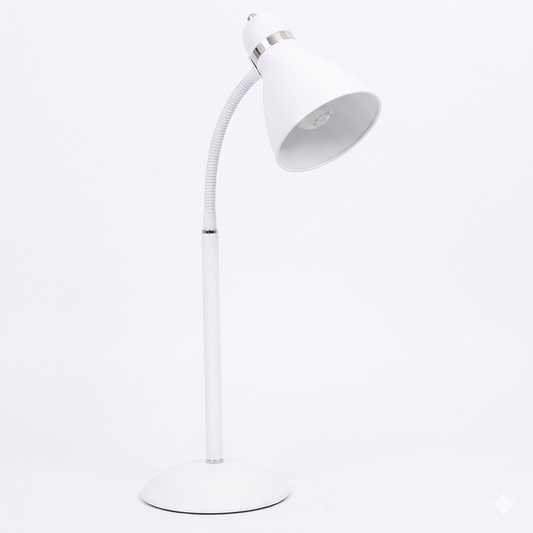 TL311 Bright Star WHITE METAL DESK LAMP FLEXI ARM 1X60W ES