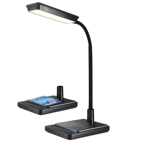 TL627 Bright Star BLACK 8W LED QI WIRELESS MOBILE CHARGER+DESK LAMP CCT