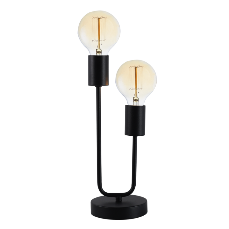 TL652 Bright Star MATT BK M/BLACK METAL TABLE LAMP 2 X LAMPHOLDER 2X40W ES