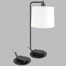 TL662 Bright Star BLACK METAL TABLE LAMP WH SHADE A&C-USB PORT 1X60W ES