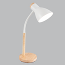 TL667 Bright Star WHITE METAL & WOOD FLEXI ARM TABLE LAMP 1X40W ES