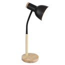 TL668 Bright Star BLACK METAL & WOOD FLEXI ARM TABLE LAMP 1X40W ES