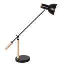 TL670 Bright Star BLACK METAL & WOOD ADJ HEIGHT TABLE LAMP 1X40W ES