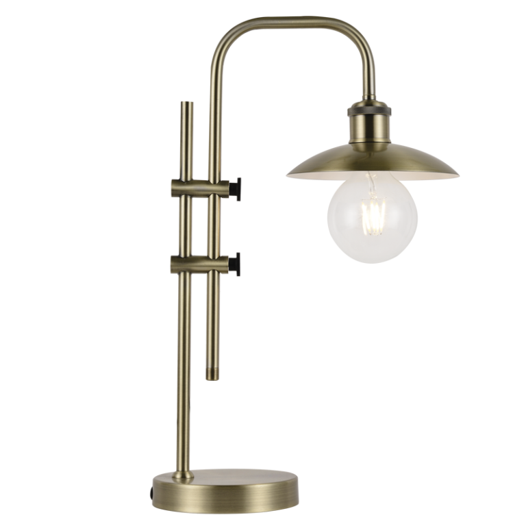 TL673 Bright Star ANTIQUE ANTIQUE METAL TABLE LAMP ADJ HEIGHT 1X40W ES