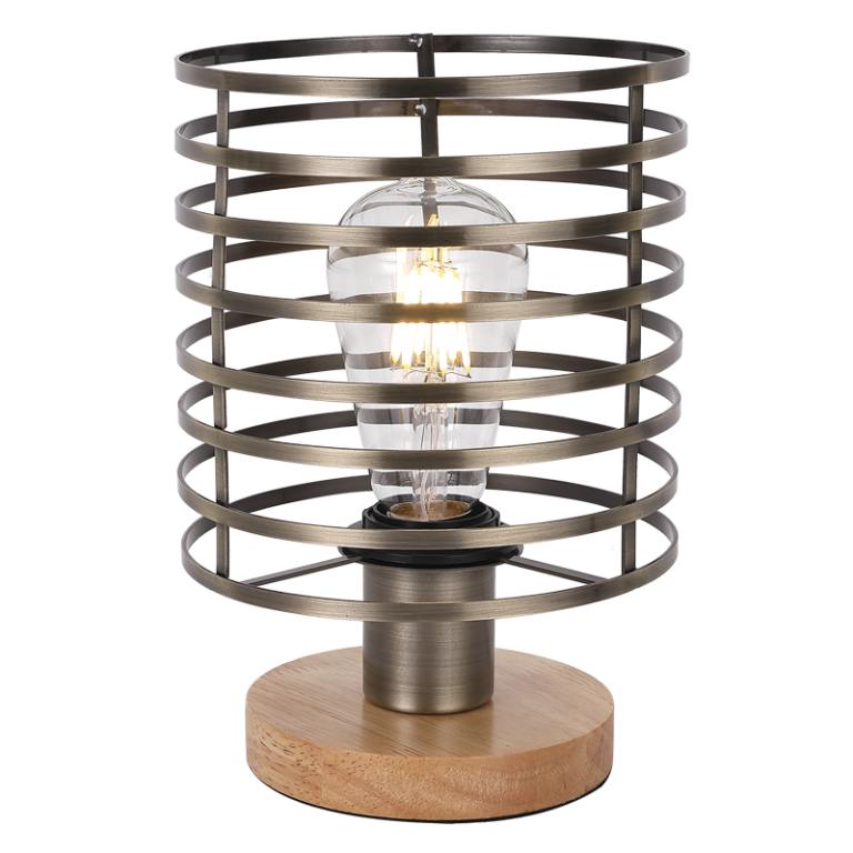 TL676 Bright Star WOOD ANT/BRASS METALTABLE LAMP LIGHT WOOD BASE 1X40W ES
