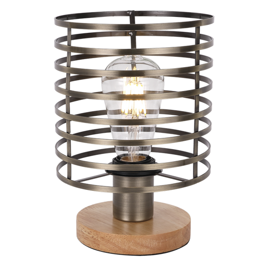 TL676 Bright Star WOOD ANT/BRASS METALTABLE LAMP LIGHT WOOD BASE 1X40W ES