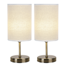 TL679 Bright Star ANTIQUE TWIN PACK ANT/BRASS HESSIAN SHADE 2X40W ES