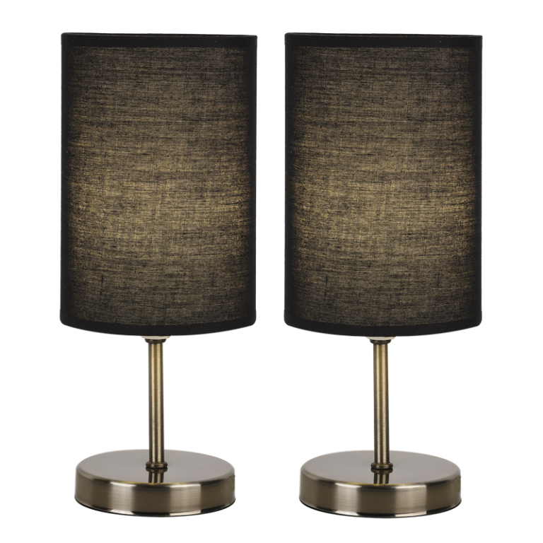 TL680 Bright Star ANTIQUE TWIN PACK ANT/BRASS BLACK SHADE 2X40W ES