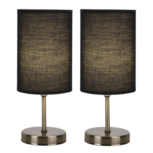 TL680 Bright Star ANTIQUE TWIN PACK ANT/BRASS BLACK SHADE 2X40W ES