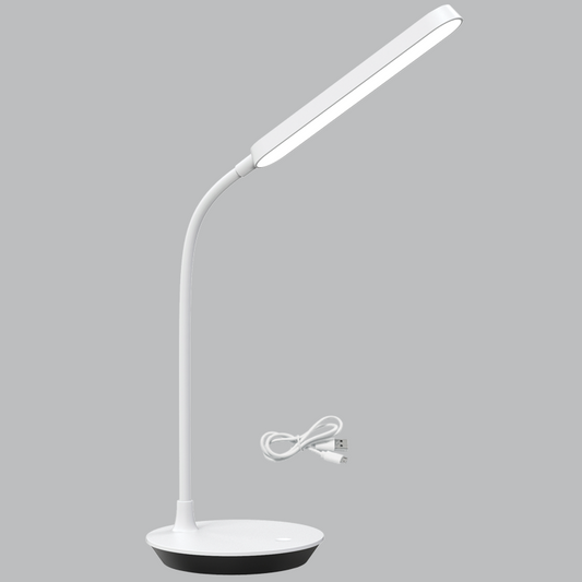 TL685 Bright Star WHITE RECHARGEABLE &FLEXI ARM C/USB 4W LED TABLE LAMP