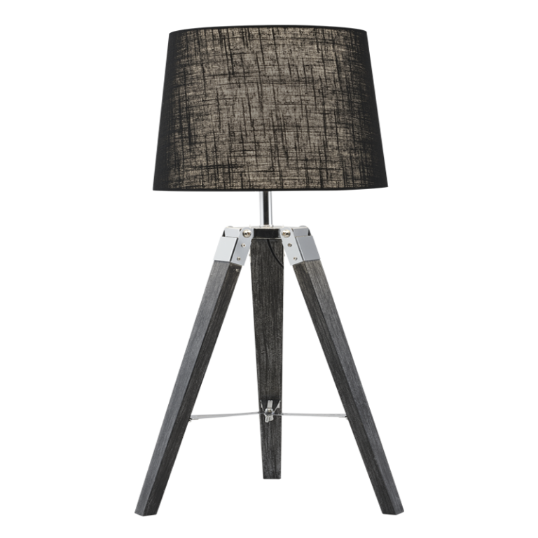 TL690 Bright Star BLACK WOOD&POLISH CHR BLACK SHADE TRI POD LEGS 1X60W ES