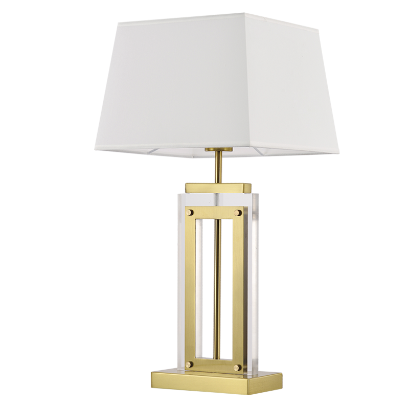 TL691 Bright Star BEIGE ACRYLIC&METAL BASE WHITE SHADE ANT/BRASS 1X40W ES