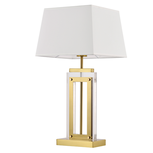 TL691 Bright Star BEIGE ACRYLIC&METAL BASE WHITE SHADE ANT/BRASS 1X40W ES