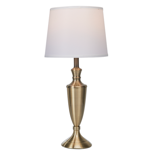 TL693 Bright Star ANTIQUE ANTIQUE BRASS TABLE LAMP WHITE SHADE 1X40W ES