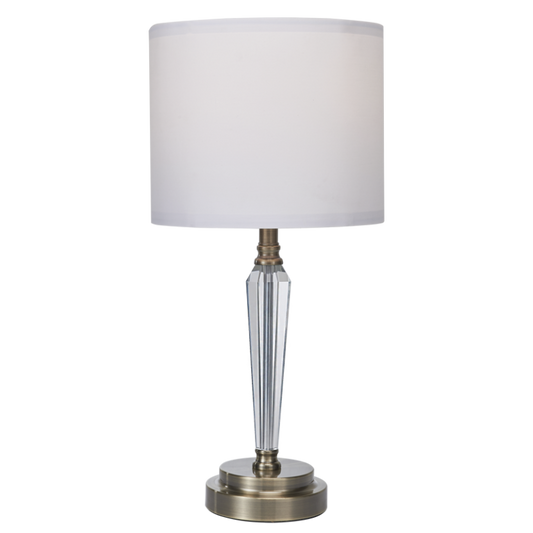 TL694 Bright Star ANTIQUE METAL&CRYSTAL TABLE LAMP WHITE SHADE 1X40W ES