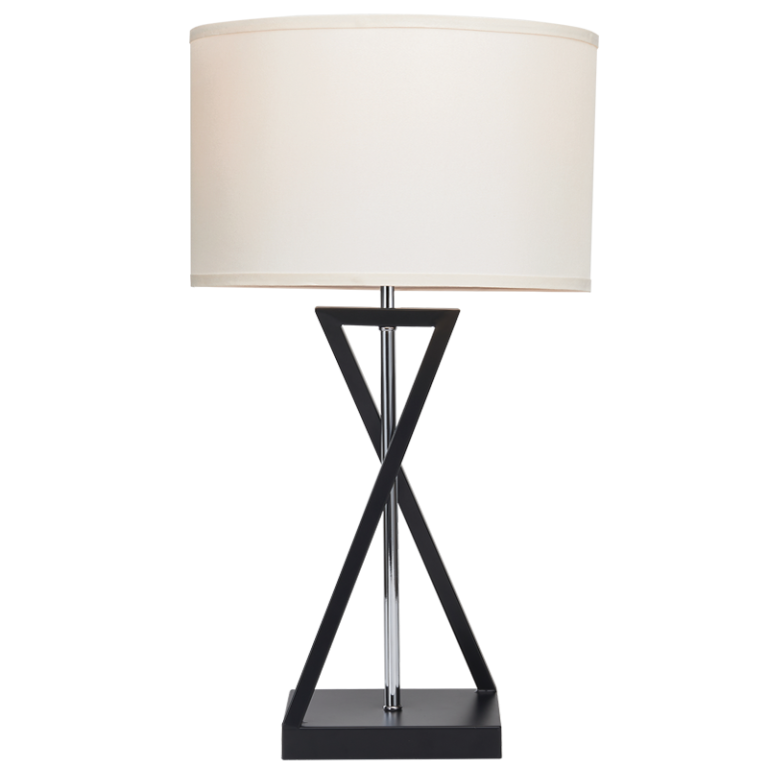 TL695 Bright Star BLACK METAL&POLISH CHR ROD BEIGE SHADE 1X40W ES