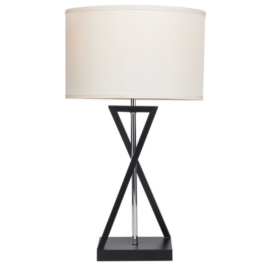 TL695 Bright Star BLACK METAL&POLISH CHR ROD BEIGE SHADE 1X40W ES