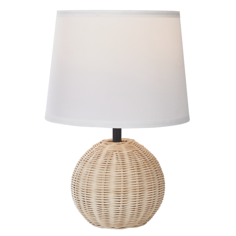 TL696 Bright Star RATTAN RATTAN BASE WHITE SHADE TABLE LAMP 1X40W ES