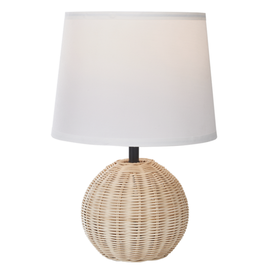 TL696 Bright Star RATTAN RATTAN BASE WHITE SHADE TABLE LAMP 1X40W ES