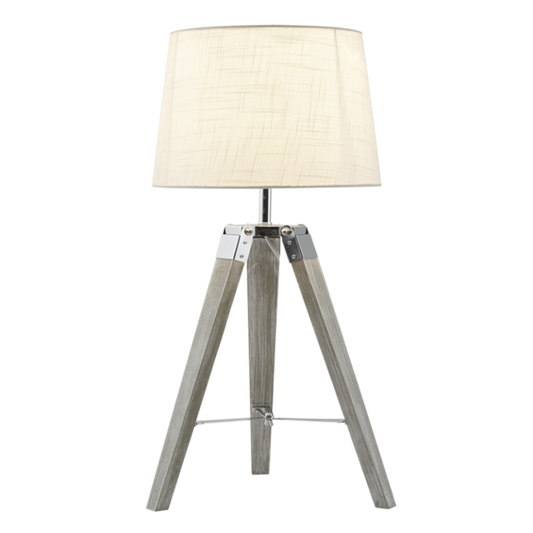 TL700 Bright Star BEIGE WOOD&POLISH CHR BEIGE SHADE TRI POD LEGS 1X60W ES