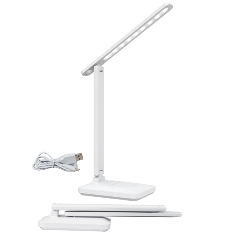 TL702 Bright Star WHITE RECHARGEABLE FOLDING DESK LAMP 3W LED CCT ABS