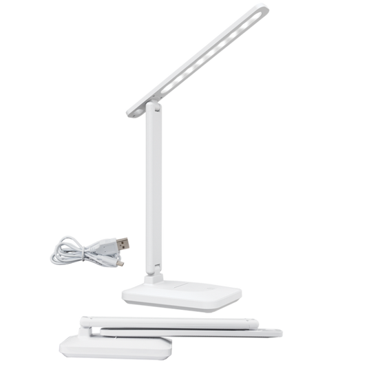 TL702 Bright Star WHITE RECHARGEABLE FOLDING DESK LAMP 3W LED CCT ABS