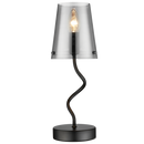 TL823 Bright Star MATT BK BLK METAL TABLE LAMP SMOKY GLASS SHADE 1X60W SES