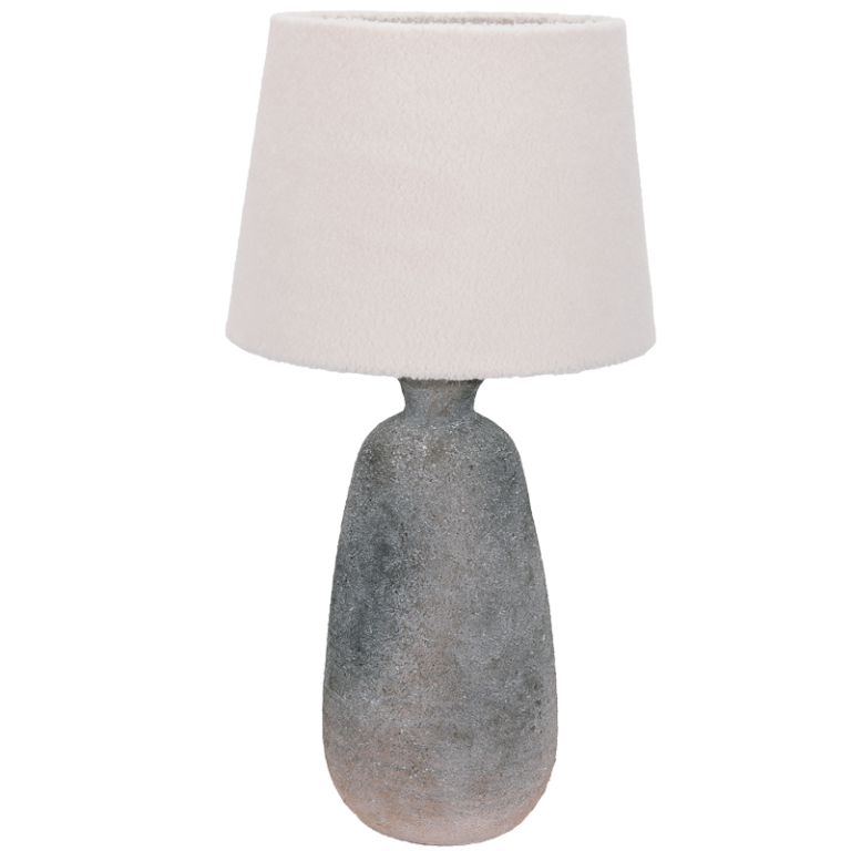 TL827 Bright Star GREY STONE CERAMIC BASE HESSIAN SHADE 1X60W ES