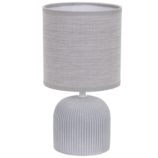 TL831 Bright Star GREY GREY RIBBED CERAMIC BASE FABRIC SHADE 1X40W SES