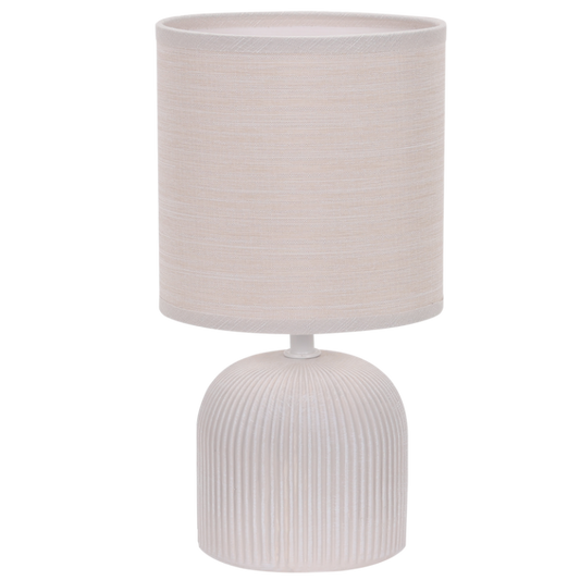 TL832 Bright Star BEIGE RIBBED CERAMIC BASE FABRIC SHADE 1X40W SES