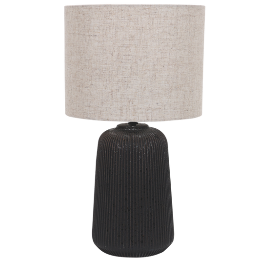 TL839 Bright Star BLACK BLACK CERAMIC HESSIAN FABRIC SHADE 1X60W ES
