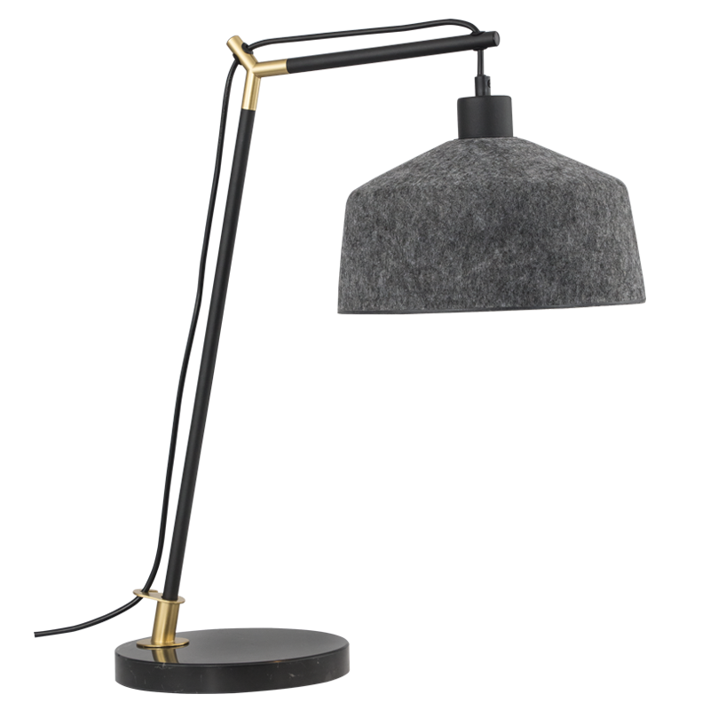 TL841 Bright Star BLACK METAL&PET TABLE LAMP MARBLE BASE GREY FELT SHADE