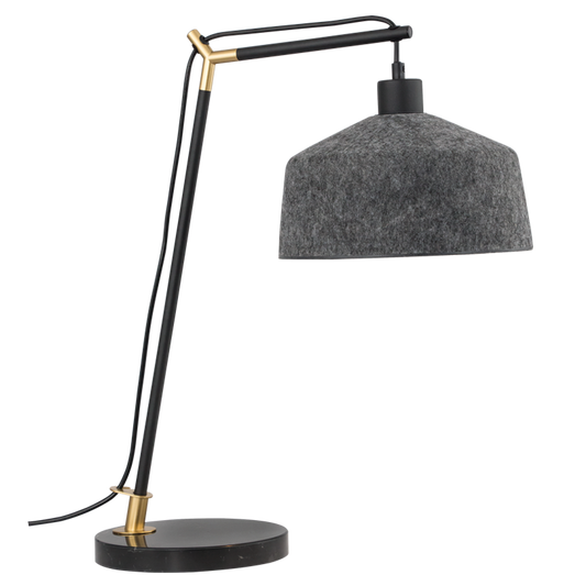 TL841 Bright Star BLACK METAL&PET TABLE LAMP MARBLE BASE GREY FELT SHADE