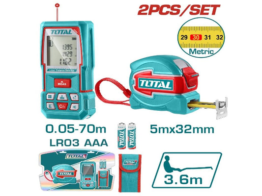 Total 70M Laser Distance Detector + 5M Tape Measure Set Promo Price Subject To Change Without Notice Professional TLDD241201M