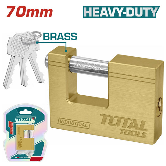Total Heavy Duty Brass Block Padlock 70Mm Professional TLK32703