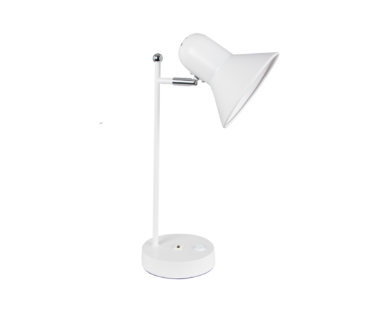TL186 Bright Star WHITE METAL DESK LAMP ON/OFF SWITCH USB PORT 1X60W ES