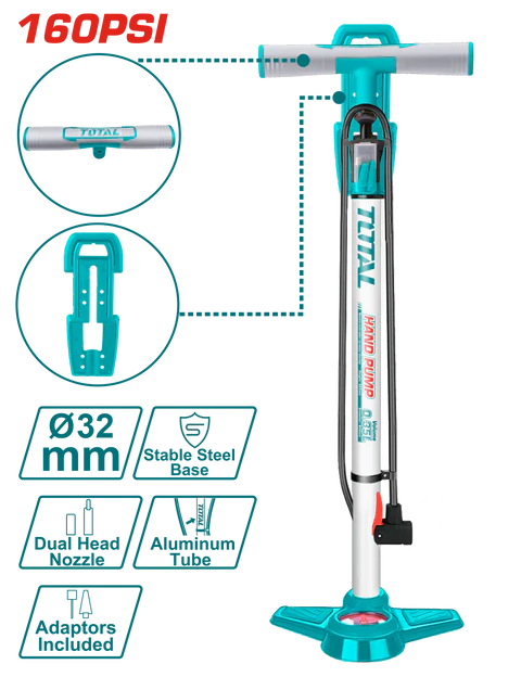 Total Bicycle Hand Pump 160Psi Professional TMPP3201