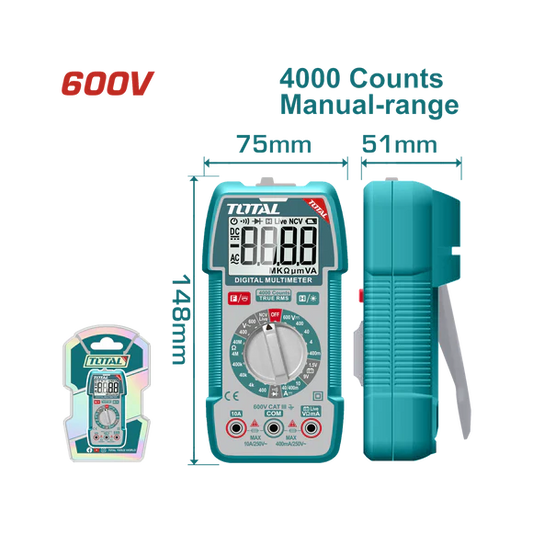 Total Digital Multimeter 600V 4000 Counts Professional TMT536002