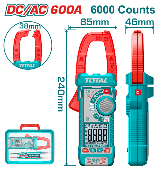Total Dc/Ac Clamp Meter 600A 60000 Counts Professional TMT766002
