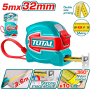 Total 5M Steel Measuring Tape With 32Mm Wide Double Sided Blade Professional TMT80532M