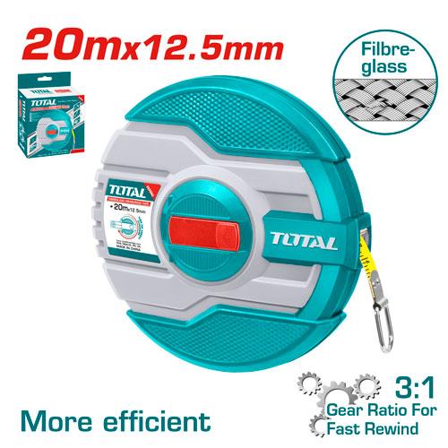 Total 20M Fibreglass Measuring Tape Professional TMTF13206