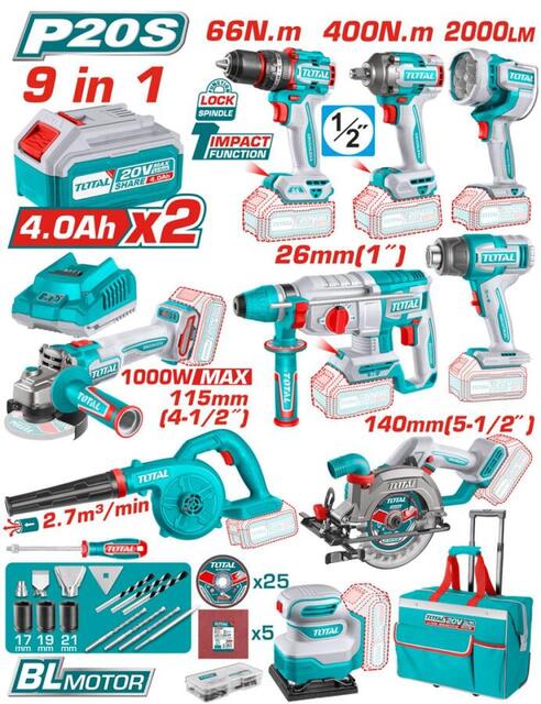 Total 20v P20s 9in1 Combo Kit Promo Price Subject To Change Without Notice (limited Stock Available) Tosli250381e